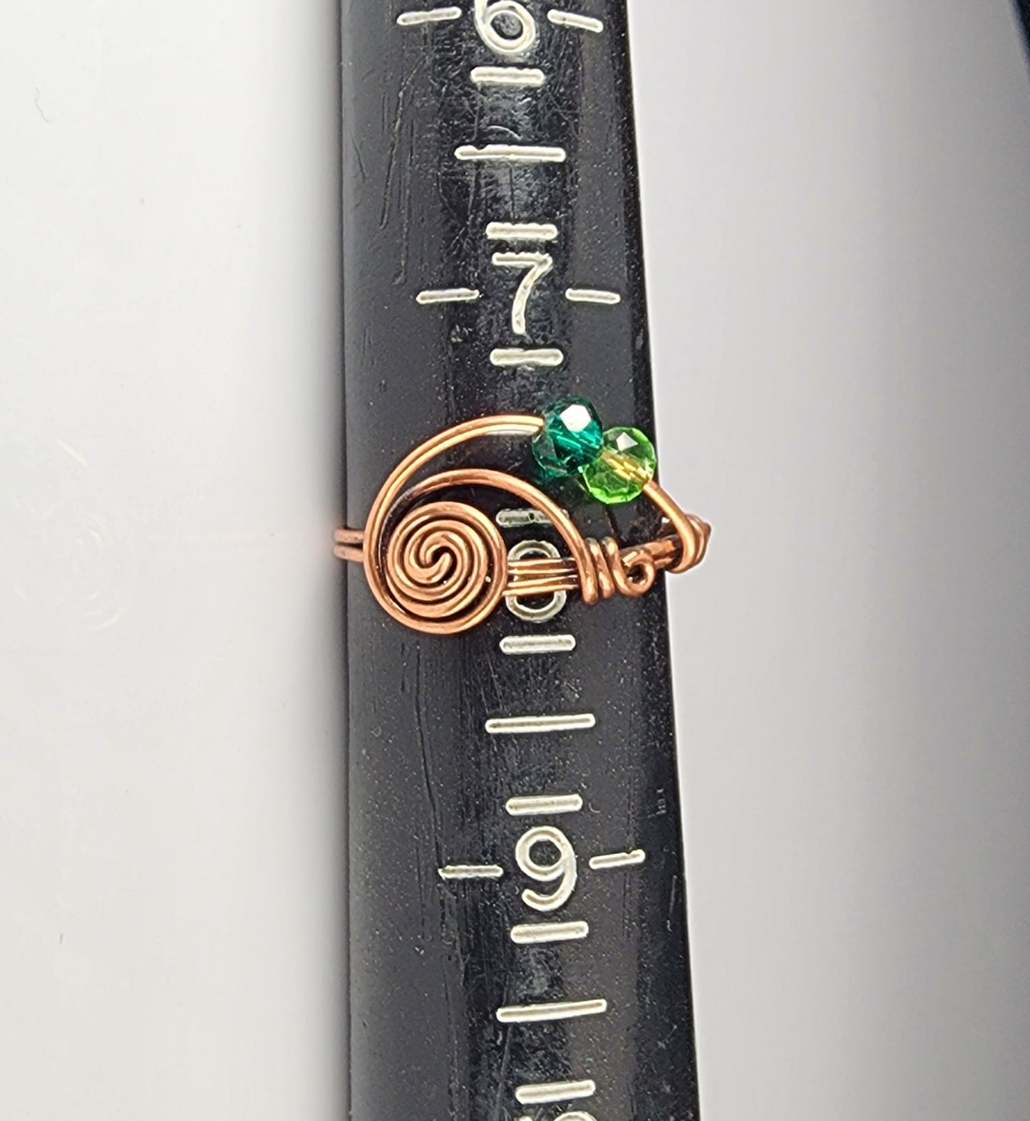 Fidget Copper Ring with Green Beads