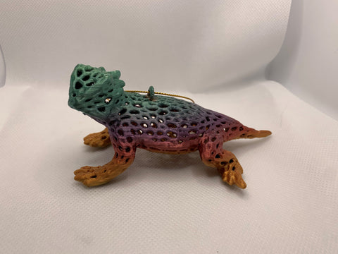 Horned Toad Ornament 3D Printed Metallic