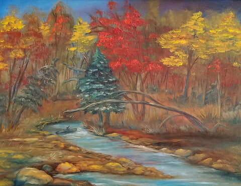 "Battle Creek" Greeting Cards Artist: Melonie Jones   Beautiful of  greeting card of original print of aspen trees and one one tree  5 1/2" Long  X  4 1/4" Wide  X  1/8" Deep  Greeting card have envelope and are blank inside  Great thank you card that also can be framed as art work  Please note, each  piece is custom designed by the Artist , with a slight variation between each piece