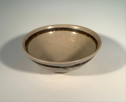 Small Tan / Brown Stripes Ceramic Bowl Muffy Moore: Ceramic Potter Tan / Brown tringle design combination 6.2" Long x  6.2" Wide x 2" High  Ceramic with a high fire rich looking design makes it dishwasher, oven and food safe   Great fruits and vegetables bowl  Please note Items are handmade by Artist and a slight variation from piece to piece