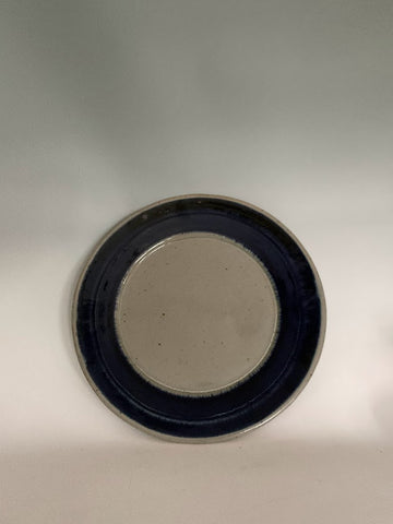 Gray And Blue Large Stoneware Plate. 13.5" across