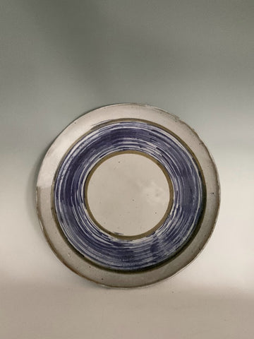 Blue And Green Stripe Stoneware Platter