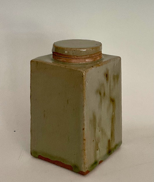 Gray Green Glazed Lidded Jar