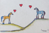 Mustang Love - Wild Mustangs Across the Miles Framed Original Drawings