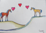 Mustang Love - Wild Mustangs Across the Miles Framed Original Drawings
