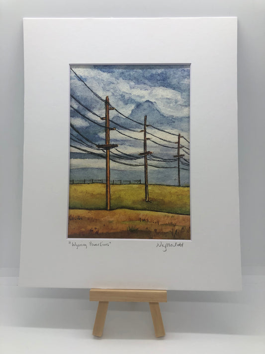 " Wyoming Power Lines " Matted Print