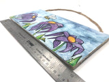" Bee Happy " Original Watercolor Painting Wood Panell Artist: Nancy Marlatt    Original hand painted watercolor painting with acrylic pen on a wood panel.  Photo of panel shown with a ruler, showing the measurement of the long side at 12"