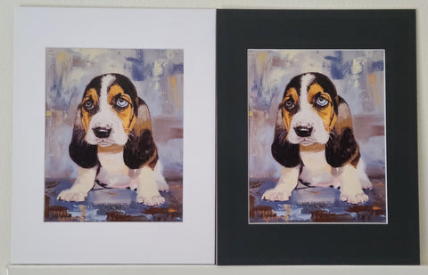 " Puppy Love " Bassett Hound Matted Print