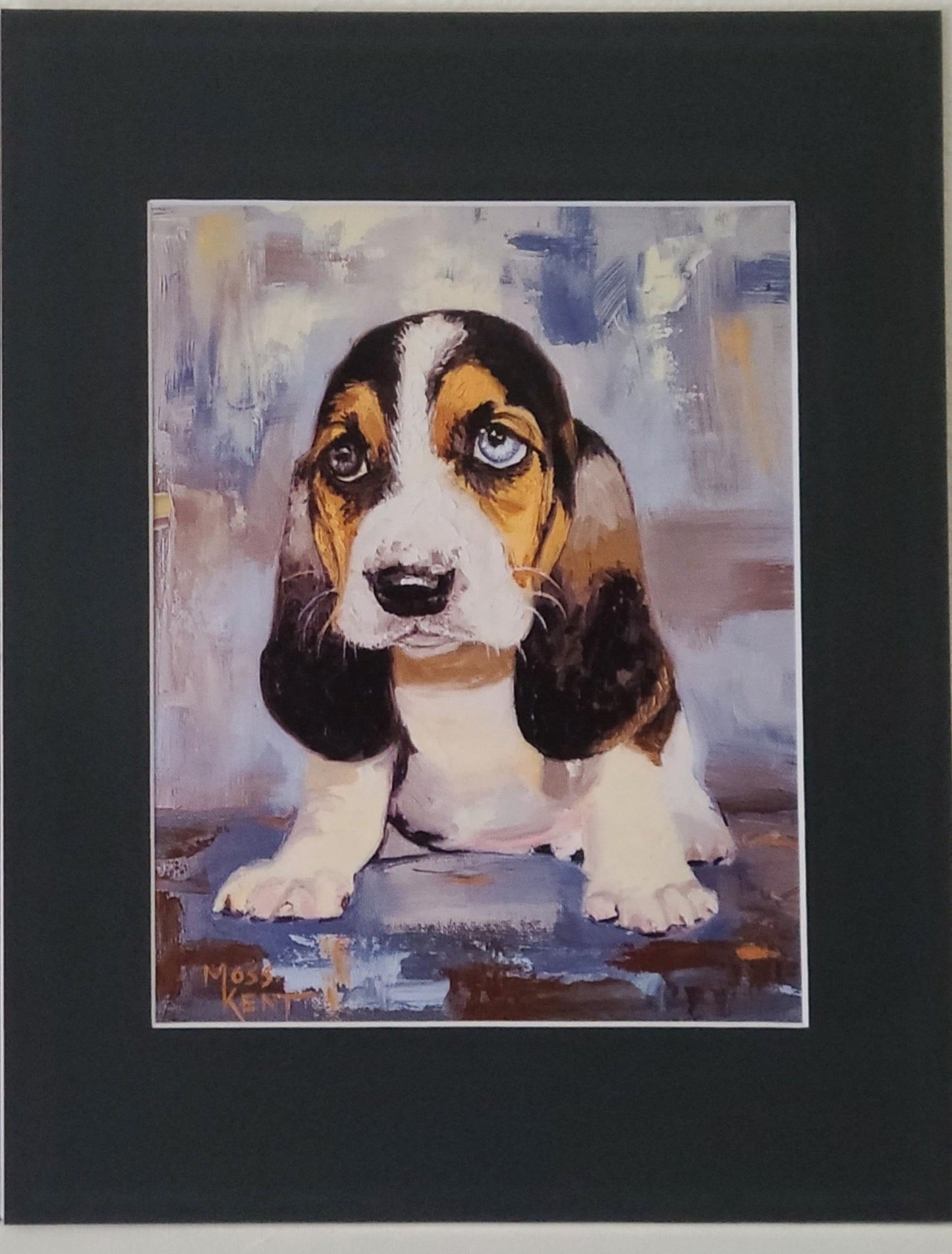 " Puppy Love " Bassett Hound Matted Print