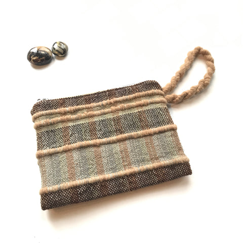 Handwoven Large Boho Purse With Zipper Brown and Tan