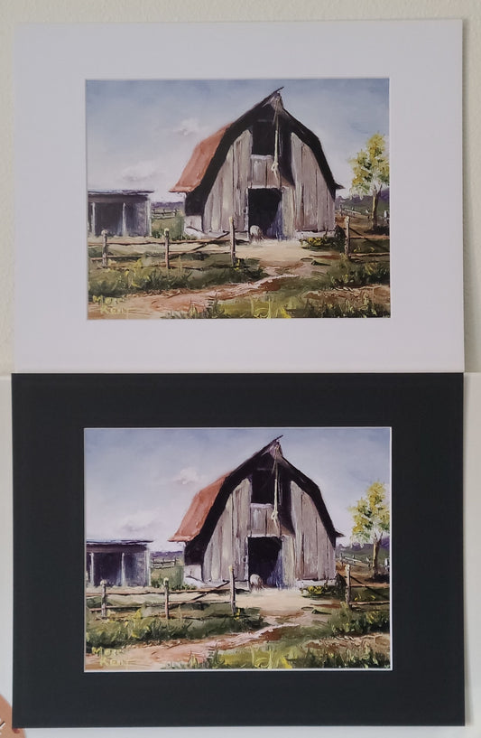 " Rustic Barn " Grey Barn Matted Print