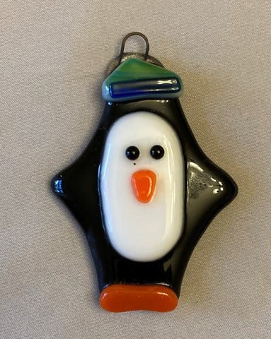 " Baby Penguin " Fused Glass Ornament
