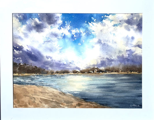 " Clouds " Framed Original Watercolor