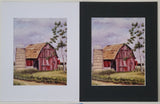 " Spring Barn " Red Barn Matted Print