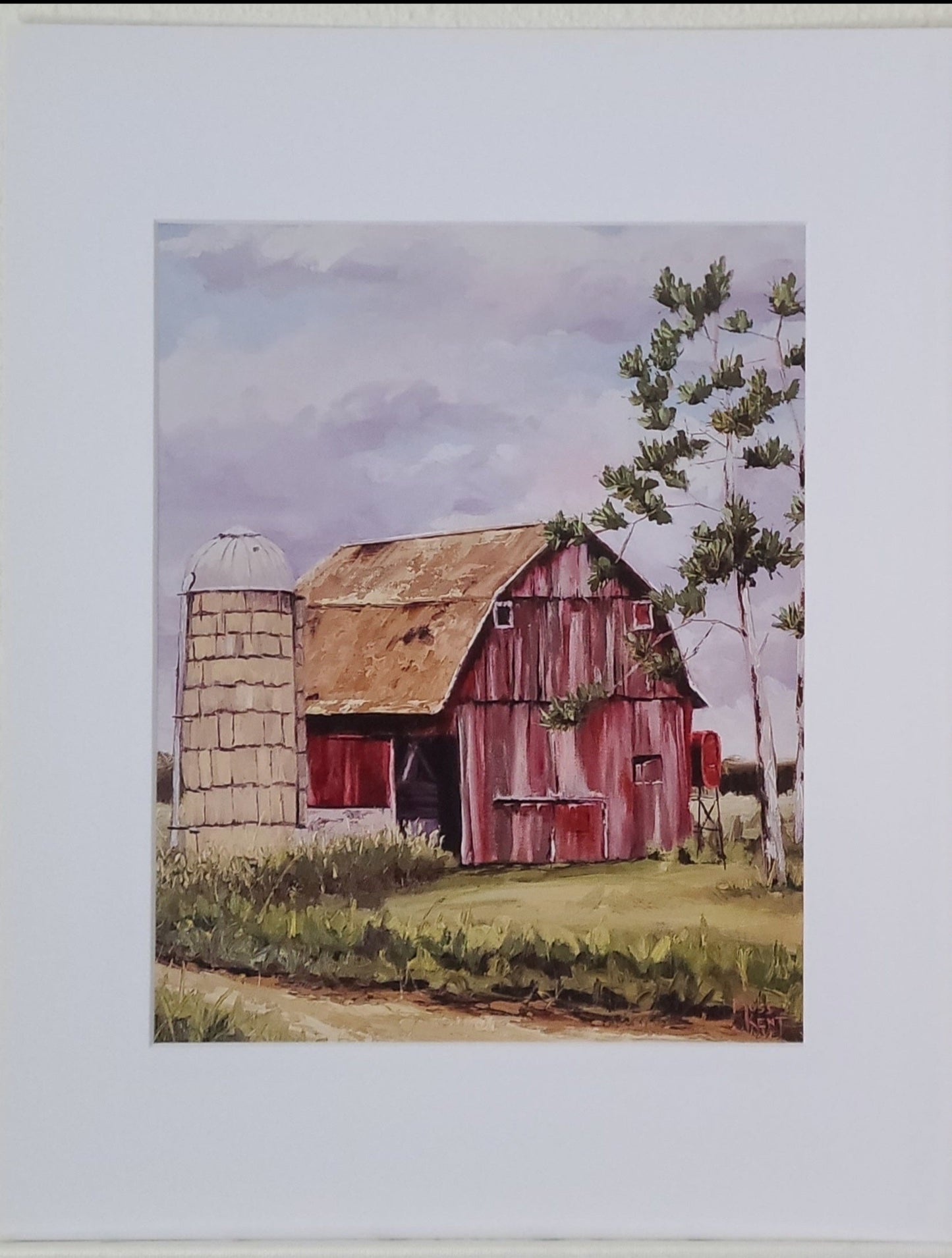 " Spring Barn " Red Barn Matted Print