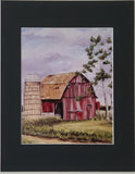" Spring Barn " Red Barn Matted Print