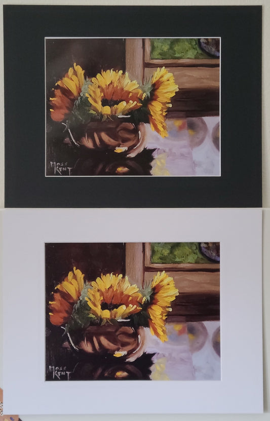 " Sunflowers In The Window " Matted Print