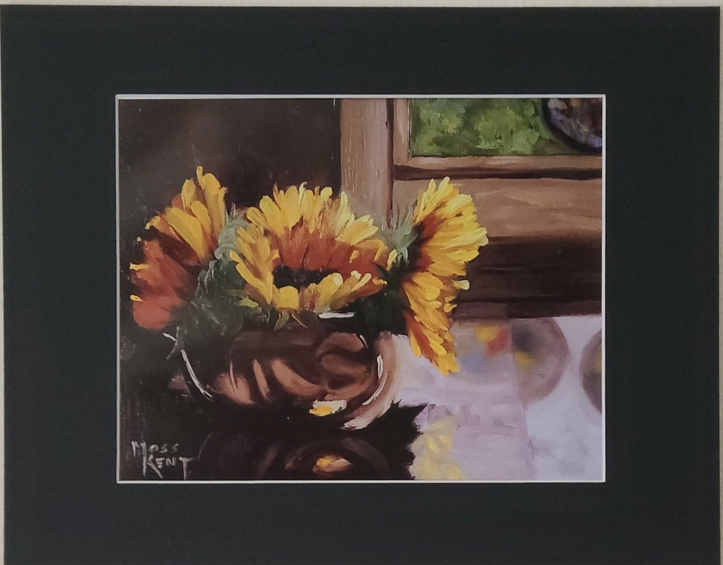 " Sunflowers In The Window " Matted Print