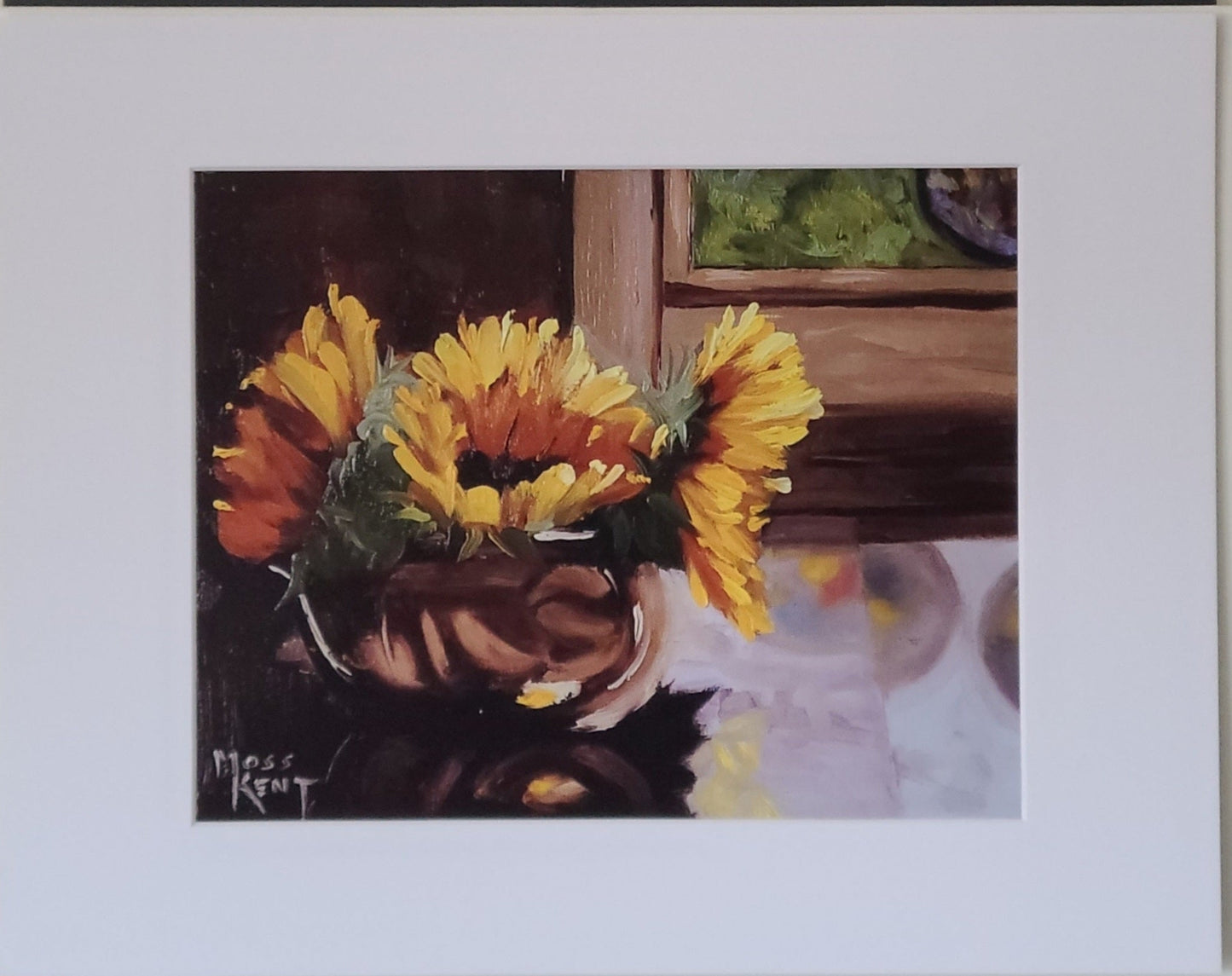 " Sunflowers In The Window " Matted Print