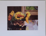 " Sunflowers In The Window " Matted Print