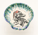 T-Rex Santa " Hand Thrown Stoneware Spoon Rest