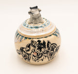 " Cow Band " Stoneware Lidded Jar