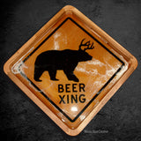 " Beer Crossing " Square Wood and Resin Tray