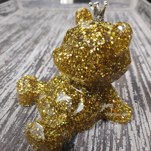 " Gold and Glitter Prince " Resin Bear Paper Weight
