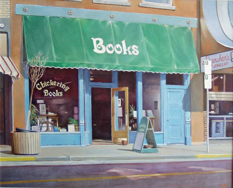 " The Bookstore " Original Oil On Board