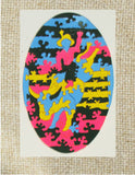 Bull Rider Puzzle Ted Edeen, Puzzle Maker Multi colored acrylic pieces Total puzzle size 4" x 6" x 1/8" Blue, green, orange, yellow, puzzle pieces 2 sided 2D pieces In nice clear case Please note, the jewelry is custom designed by the Artist , with a slight variation between each piece