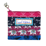 Good Karma Elephant Zippered Coin Purse or Travel Cosmetic Bag