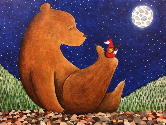 Print -" Elevated "Bear and Fox