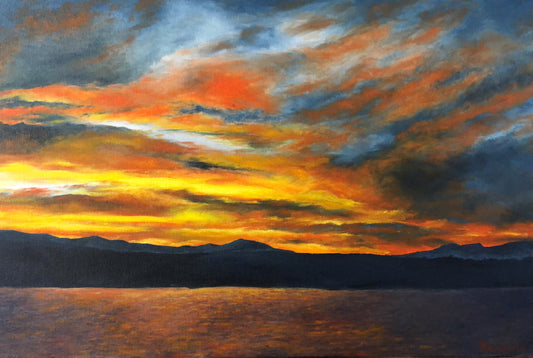 " Sunset Over Lake Owen " Oil On Canvas