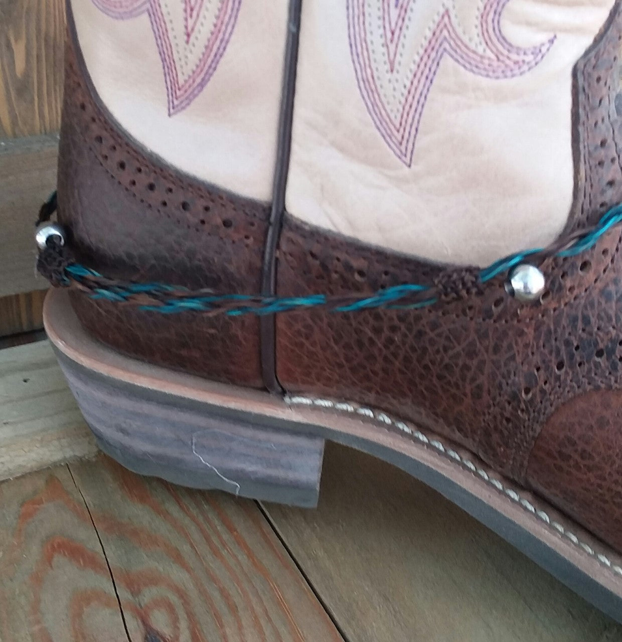 Hand Braided Horsehair Boot Bracelet Arrowhead and Feathers