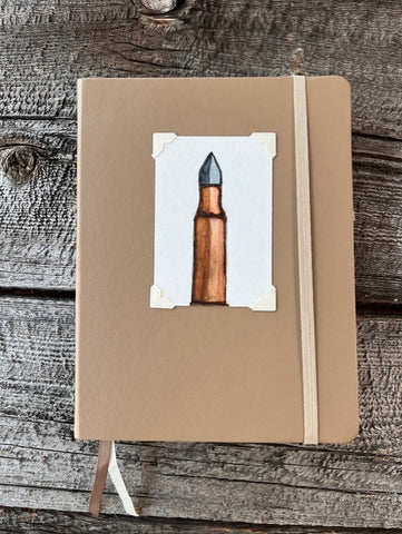 Bullet Watercolor on Taupe Leather Dot Journal