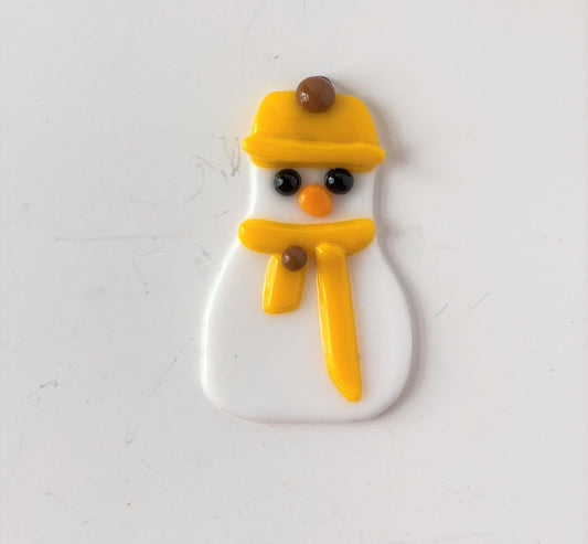 " Wyoming Team Spirit " Fused Glass Snowman Ornament