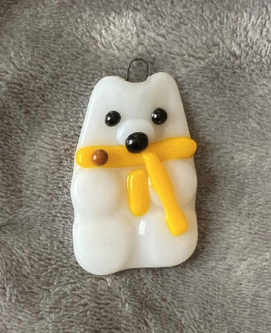 " University of Wyoming Fan " Polar Bear Fused Glass Ornament