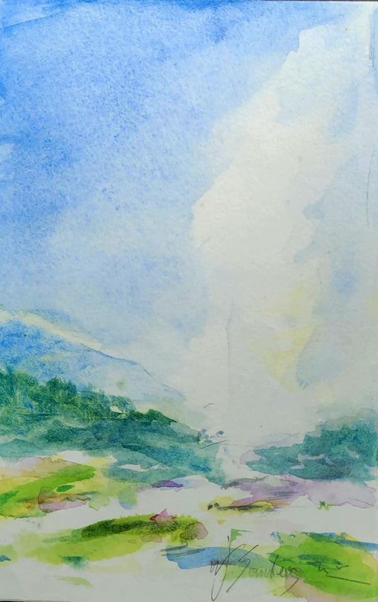 Old Faithful Geyser Plein Air Watercolor #1