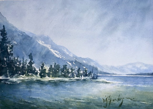 " Approaching Storm at Jackson Lake "  Watercolor