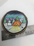 " Let's Be Friends " Hand Painted Wooden Magnet