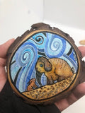 " Hello Friend " Hand Painted Wooden Magnet