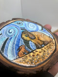 " Hello Friend " Hand Painted Wooden Magnet